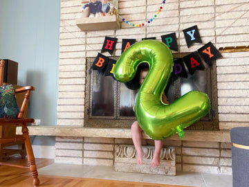 40 Inch Number 2 Balloon Light Green Birthday Decorations For Boys Girls, Hunter Green Two Balloons Number For Dinosaur Birthday