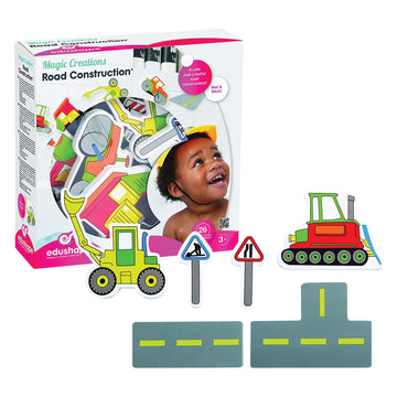 Edushape Magic Creations Foam Sticker Imaginative Bath Tub Activity Play Set, Road Construction