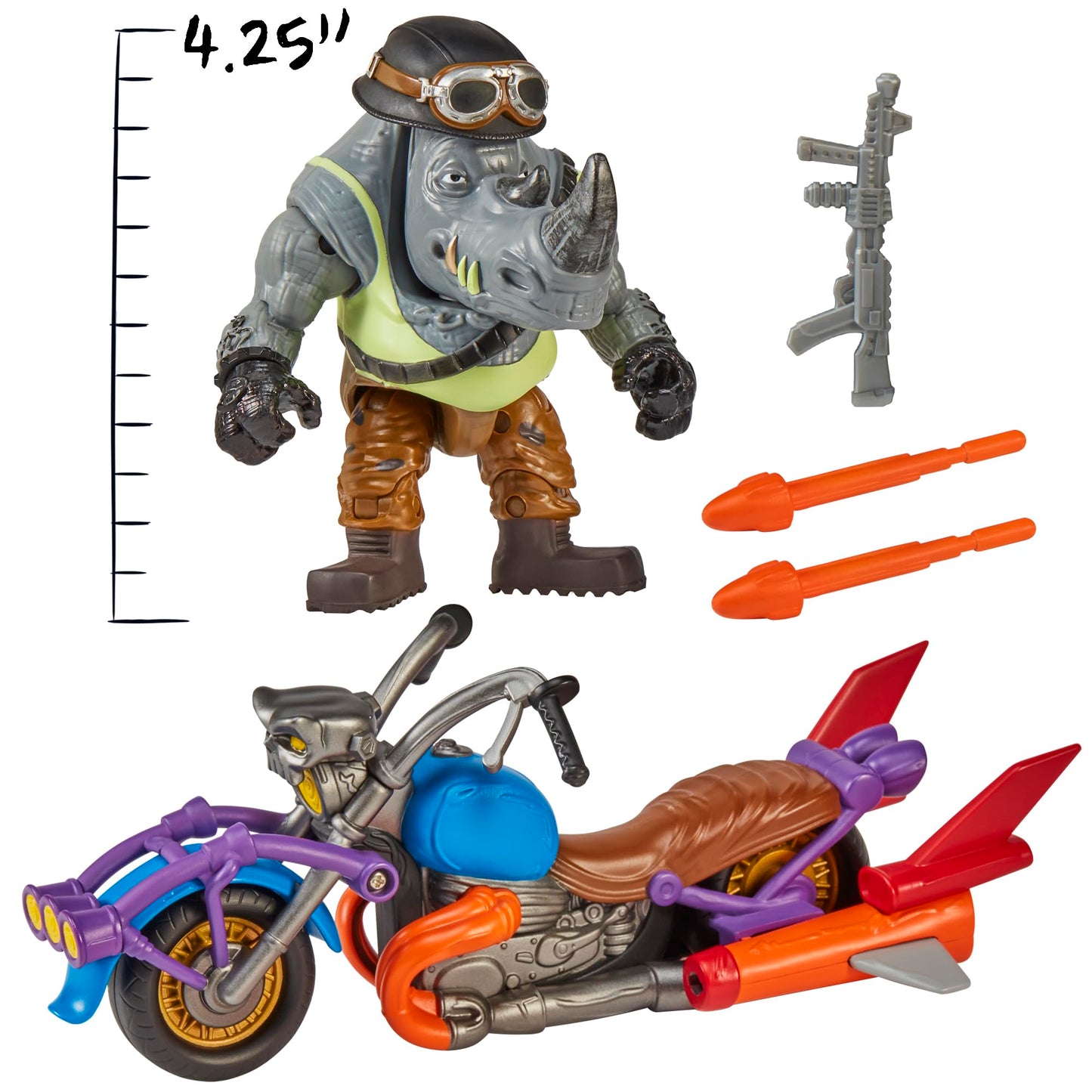 Teenage Mutant Ninja Turtles: Mutant Mayhem Chopper Cycle With Exclusive Rocksteady Figure By Playmates Toys