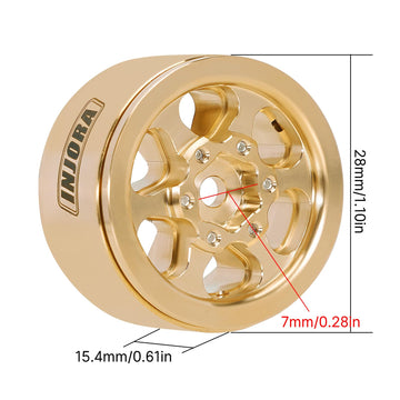 INJORA 1.0 Brass Beadlock Wheel -4.7mm Offset Rim for 1/24 1/18 RC Crawler SCX24 FCX24 TRX4M Ascent18 Upgrade(W1011)