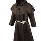 KNELOR Monk Cloak for Kids, Medieval Monk Hooded Robe Renaissance Priest Robe Cloak Halloween Cosplay Costume