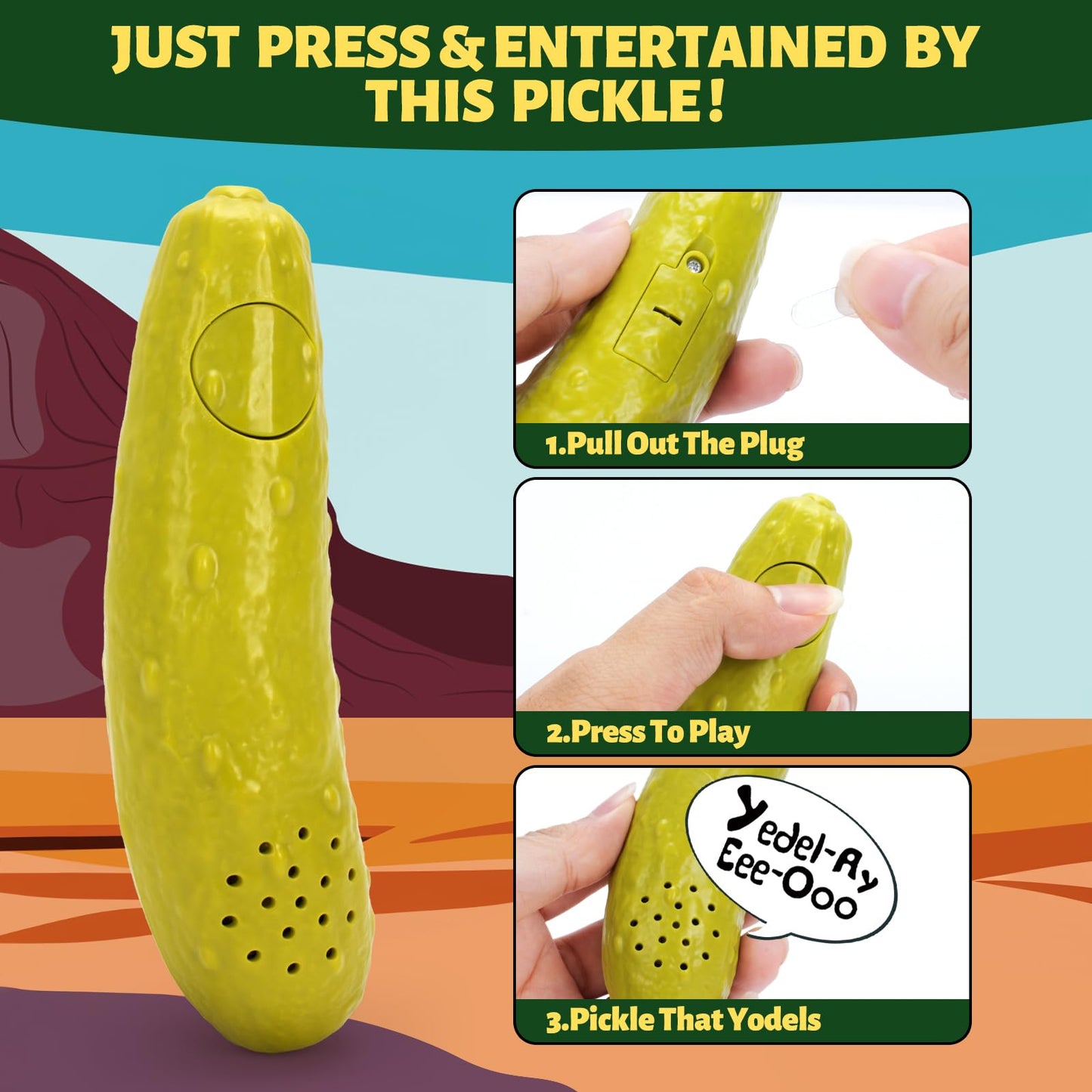 A Aifamy Pickle That Yodels- Singing Cucumber Toy - Funny Gag Gift Idea For Adults Friends And Family, Includes Batteries