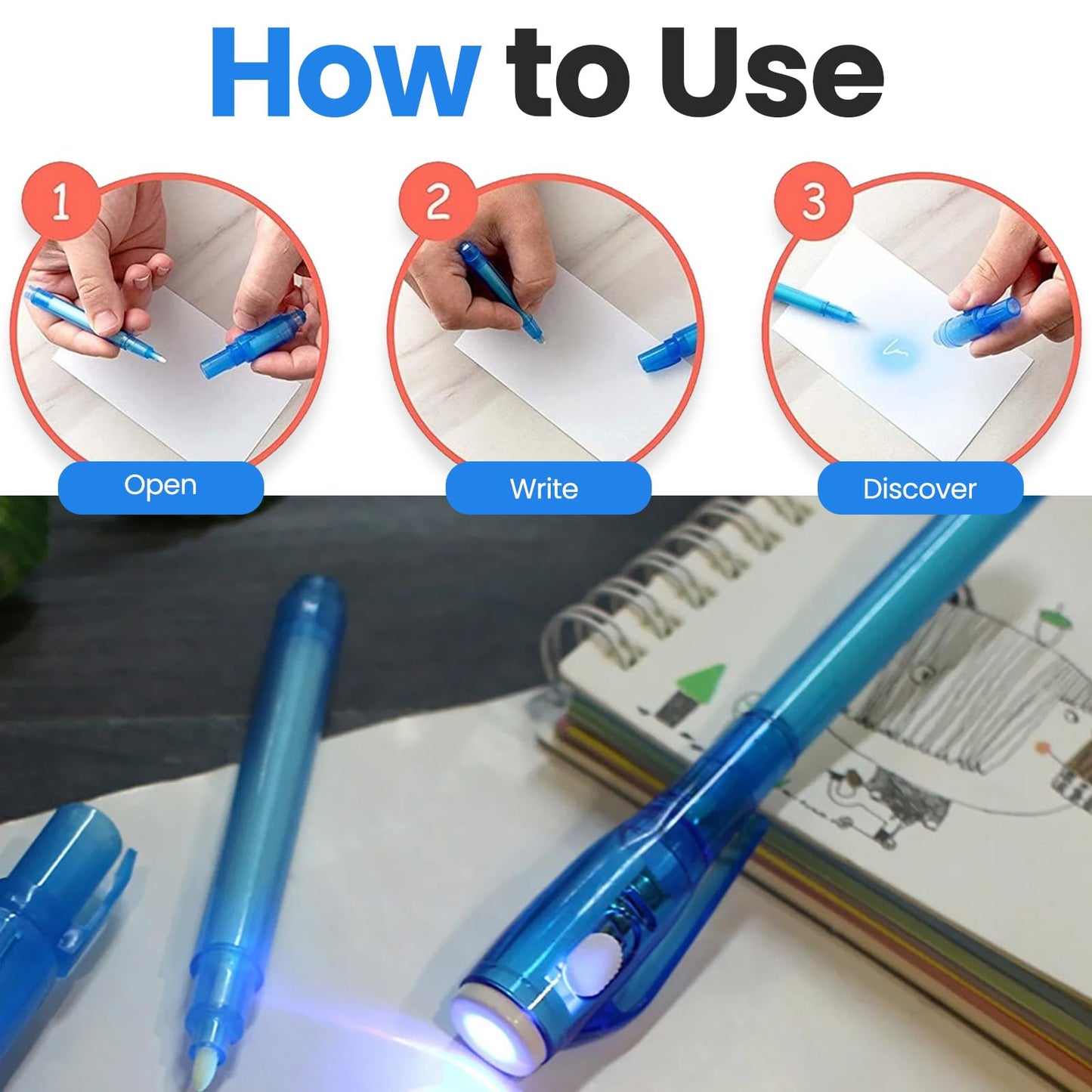 Herofiber 12 Invisible Ink Pen With Uv Light, Party Favors For Kids 8-12, Escape Room Party Favors, Goodie Bag Stuffers For Kids 8-12, Spy Party Favors, Magic Marker For Secret Message (12Pcs)