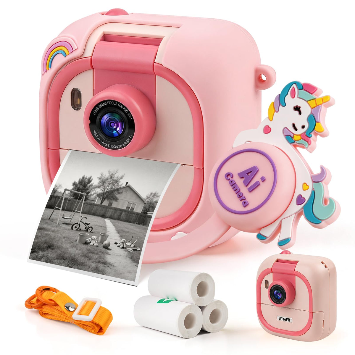 WiseElf AI Camera for Kids, Smart Camera Toy for Girls, Unicorn