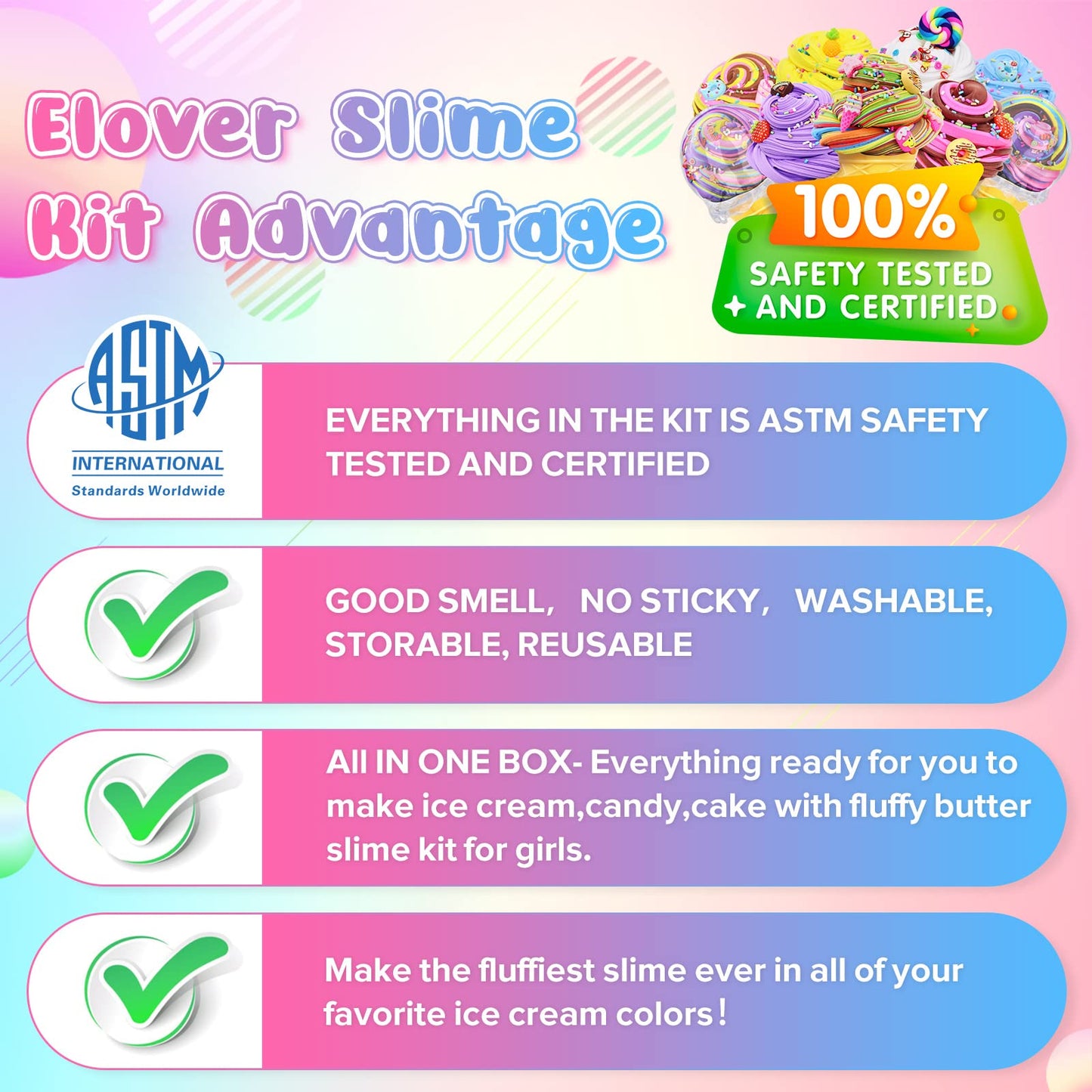 Elover Ice Cream Slime Kit For Girls And Boys Fluffy Diy Slime Toys Gifts Make Ice Cream Slimes 6 Color