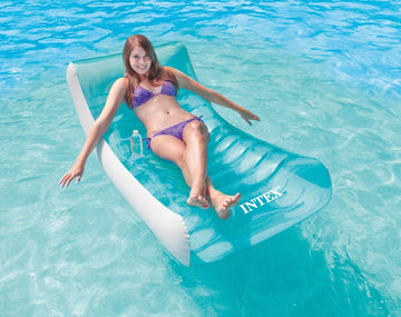 Intex Inflatable Rockin' Lounge Pool Floating Raft Chair With Cupholder (2 Pack)