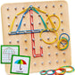 Royaldeals Wooden Geoboard Mathematical Manipulative Material Array Block Geo Board Educational Toys with 30Pcs Pattern Cards an
