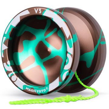 MAGICYOYO V3 Responsive Yoyo Professional Dual Purpose Metal Yoyo for Kids Beginners & mature-themeds  Includes Replacement Bearing  12 Strings  Removal Tool  Axle  & Case (Brown Green)