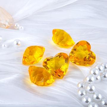 Niceup 30pcs Heart Gemstones Diamond Diving Pool Toys 1.57in Small Crystal Acrylic 3D Gems Heart Shape Gemstones for Mermaid Treasure Hunt Party Favors (Orange)