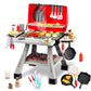 Kids Bbq Grill Playset With Simulated Smoke & Sound & Light, Play Kitchen Set W/ 41Pcs Toy Food, Indoor & Outdoor Interactive Ki