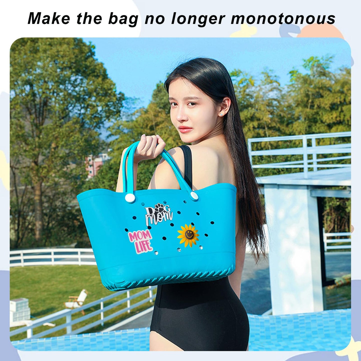 Lckaey Rubber Beach Bag Accessories-Pvc Rubber Decoration-For Eva Purse Bogg Inserts Y064Figure 40