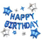 Happy Birthday Balloons Banner, Blue Happy Birthday Foil Balloons 16 Inch Mylar Foil Letter Balloons With 8 Pcs Blue Silver Star