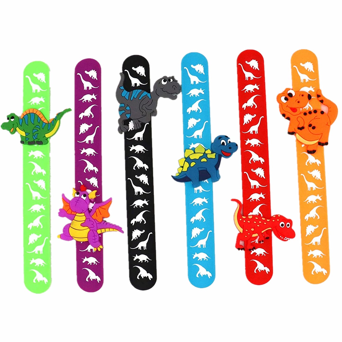 6pcs Cartoon Dragon Dinosaur Theme Party Slap Bracelets silicone Wristbands
