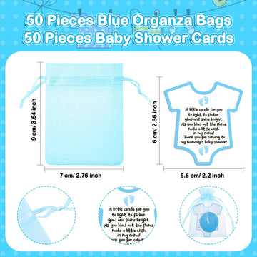 Roowest 50 Sets Baby Shower Gift Candles Favors For Guests Cute Tea Light Candle Decorations With Thank You Cards Organza Bags F