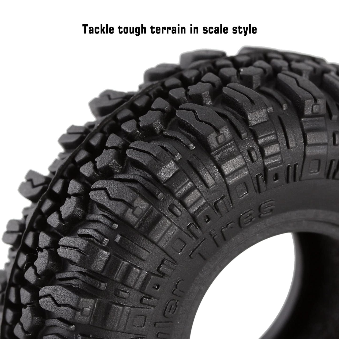 INJORA 1.0 Tires Soft Rubber Crawler Wheel Tires for 1/18 TRX4M SCX24 Gladiator Bronco C10 JLU Deadbolt B17 Axial 1/24 1/18 Trac