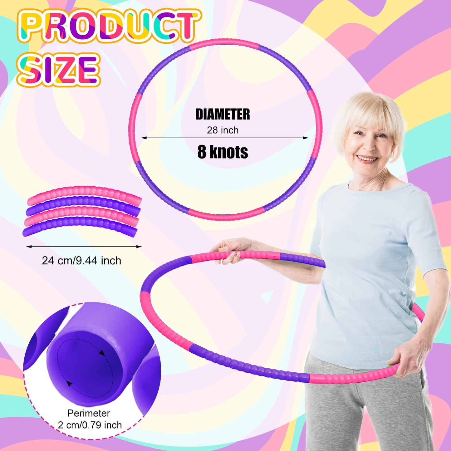 Halloscume 6 Pcs Exercise Hoop Detachable Fitness Rings Adjustable Plastic Toy Fitness Hoop Playground Toys Colored Circles For