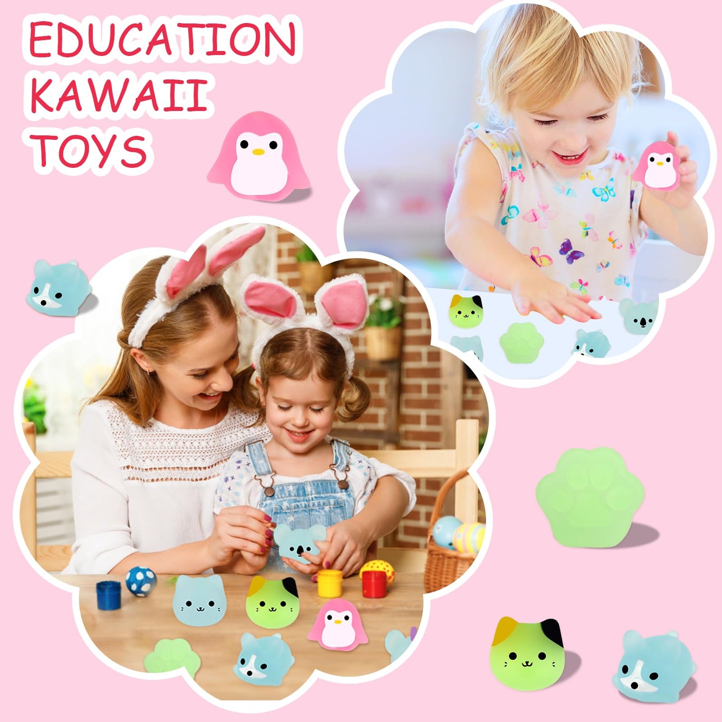Outee 20 Pcs Mochi Toys Kawaii Animals With Gift Box Glow In The Dark Cute Stress Relief Toy Birthday Party Favors For Kids Girls Boys