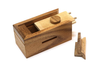 Treasure Chest: Triple Puzzle Lock Box Game For Teenagers & Kids: Magic Money/Small Trinket/Gift Card Holder - Wooden Secret Com