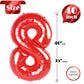 Red Number 8 Balloon 40 Inch, 8 Balloon Number, 8Th Birthday Decorations, Red Party Supplies For Boys Girls