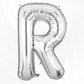 Flyloons Silver R Letter Foil Balloon Alphabets Balloons Perfect for Birthday Decoration Items, Anniversary, Bachelorette, Weddi