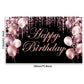 Rose Black Happy Birthday Banner Backdrop Large Yard Sign Background Its My Birthday Backdrop Baby Shower Party Indoor Outdoor