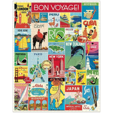 CAVANILLI & CO. Cavallini 1000 Piece Puzzle, Vintage Travel, Multicolor, Paper, Model PZL/TRV