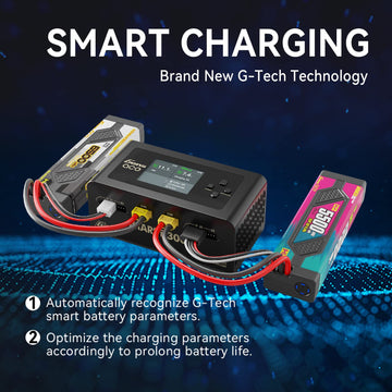 Gens Ace Lipo Battery Charger IMARS D300 G-Tech Series Smart Dual Lipo Charger 16A AC 300W DC 700W Lipo Charger(Black)