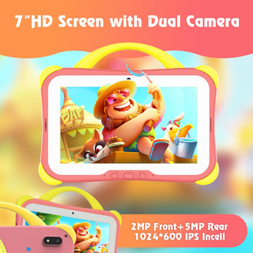 Weelikeit 2025 Kids Tablet, 7 Inch Toddler Tablet For Kids 64Gb, Pink