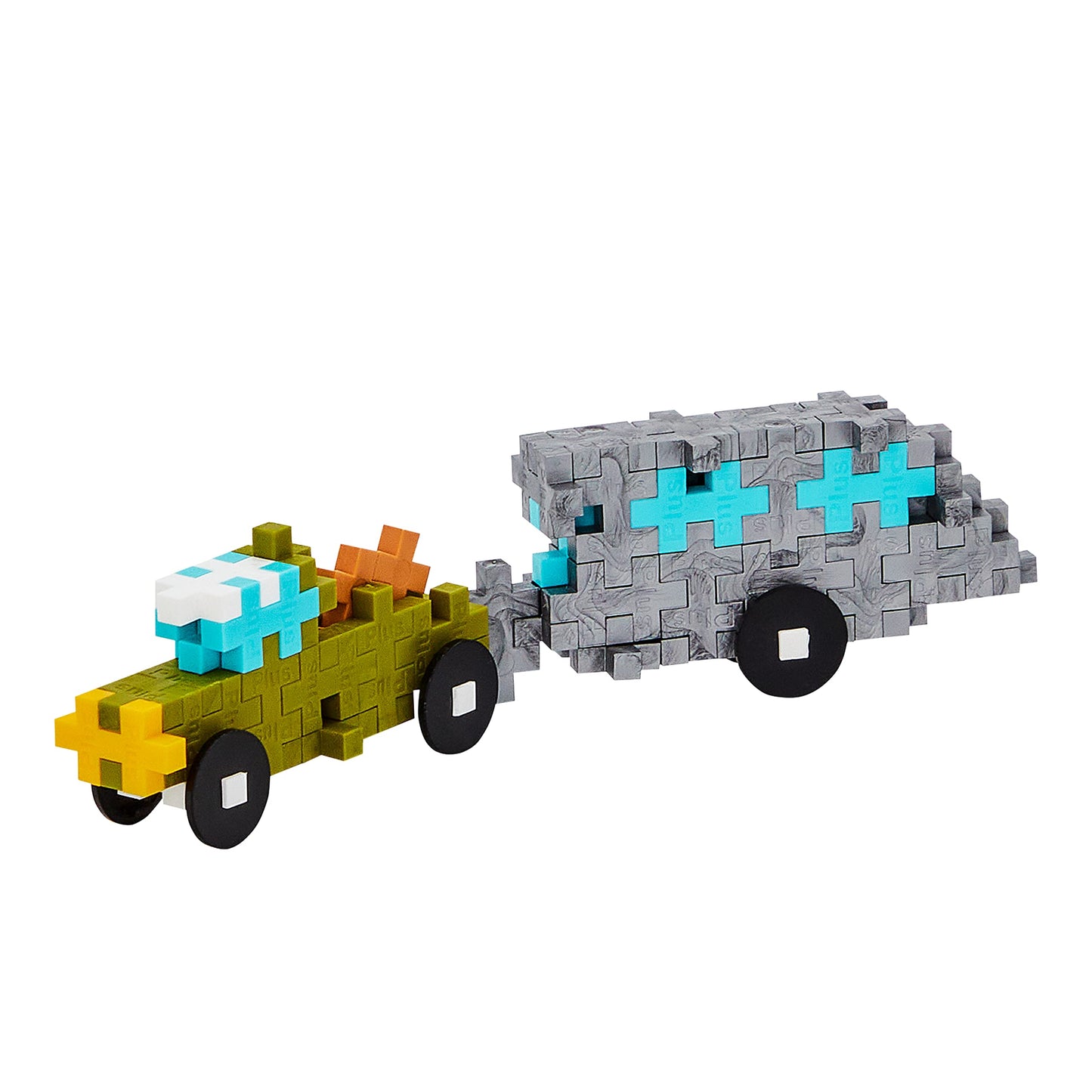 Plus Plus Vehicle Building Block Kit, 3D Puzzle Stem Toy For Kids, 70 Interlocking Pieces - Trailer Mini Maker Tube