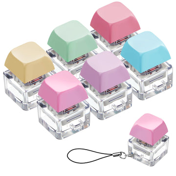 Taiyin 6 Pcs Keyboard Fidget Toy Fidget Clicker Keyboard Keychain Decompression Toys Button Stress Relief Gifts For Adult To Relief Stress Pass The Time(Macaron Colors)
