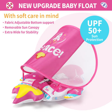 Swimbobo Baby Pool Float Inflatable Spaceship Infant Swim Float with Cloth Safety Seat Pool Toys for Kids 6-36 Months(Red  Large)