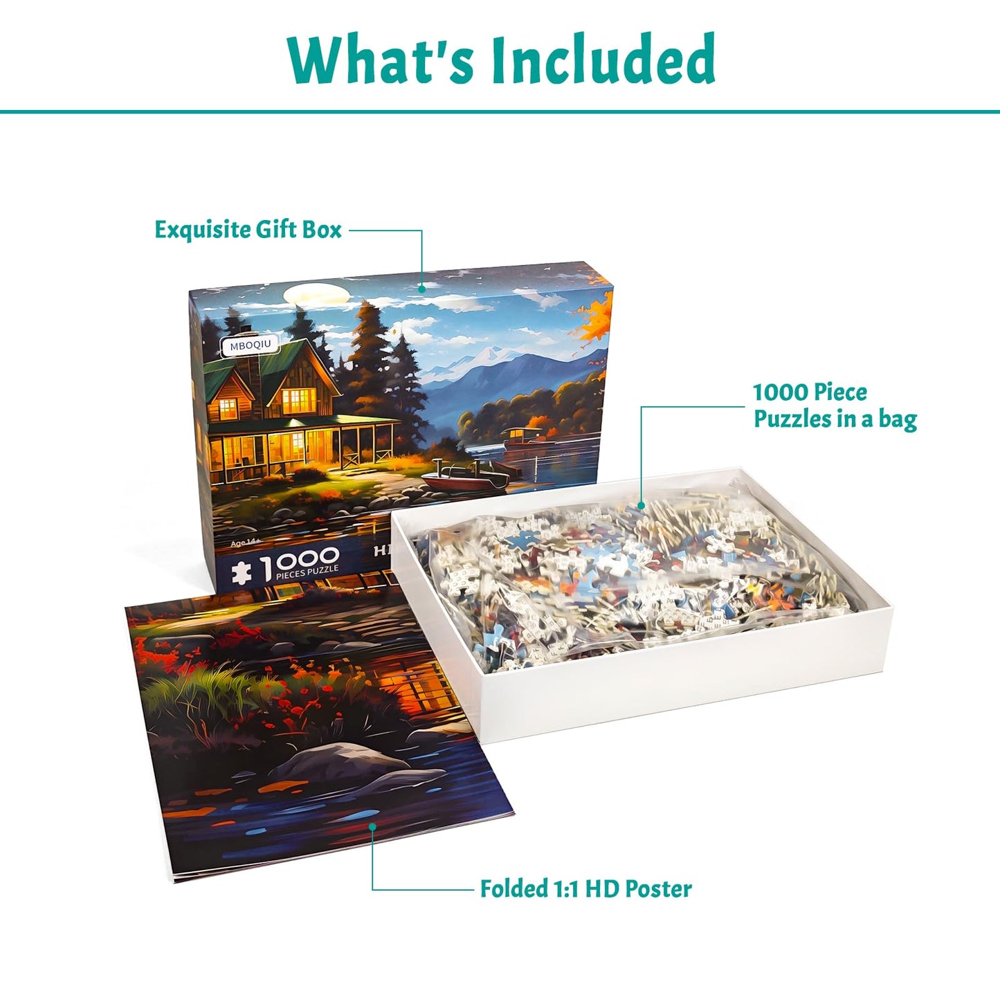 1000 Piece Puzzle for mature-themeds Moonlight Cabin Puzzles for mature-themeds 1000 Piece Lake View Painting Jigsaw Puzzles 1000 Pieces Cozy Cabin 1000 Piece Puzzle Silent Night Puzzle 1000 Pieces 1000 Puzzle