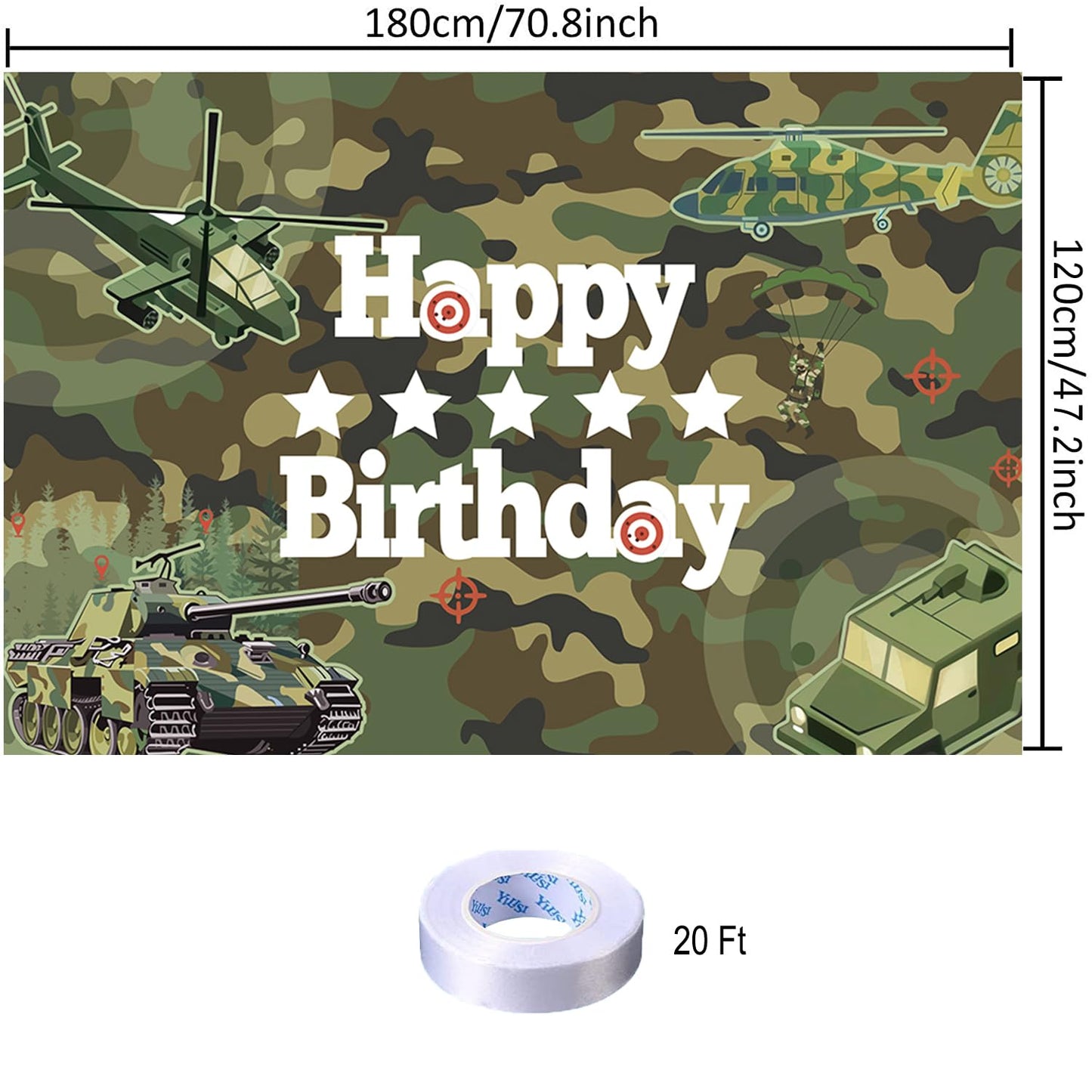Camo Happy Birthday Backdrop Decorations Camouflage Happy Birthday Banner Camo Army Military Birthday Photo Background For Home