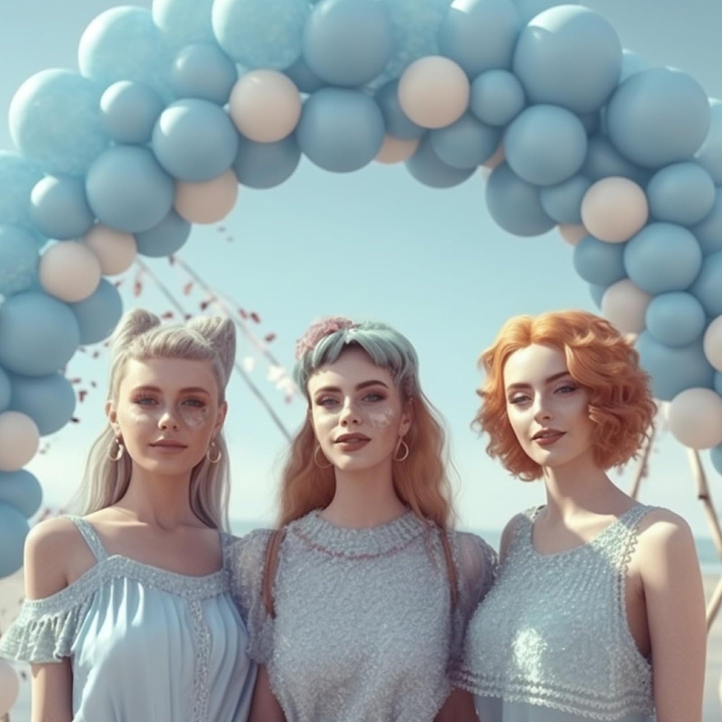Lunoku 130Pcs Pastel Blue Balloons Different Sizes 18'' 12'' 10'' 5'' Balloon Garland Arch Kit Perfect For Birthday Party, Gradu