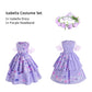 Foierp Isabella Dress For Girls Encanto Costume Dress Up Clothes Halloween Cosplay Party Outfit With Garland