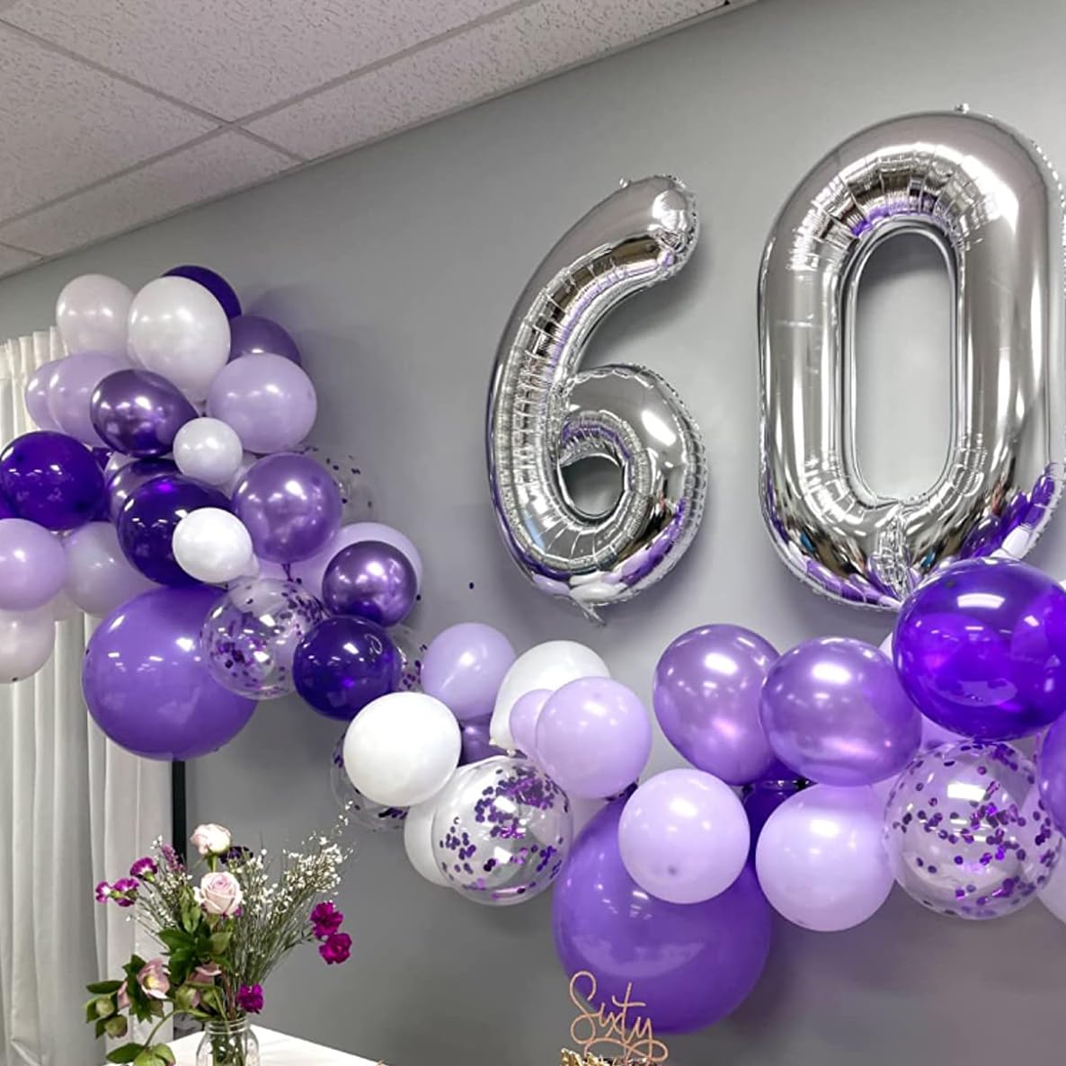 Paticool Silver Number 0 Balloon, 40 Inch Large Number Foil Mylar Balloons For Girl Boy Birthday Party Celebration Decorations S