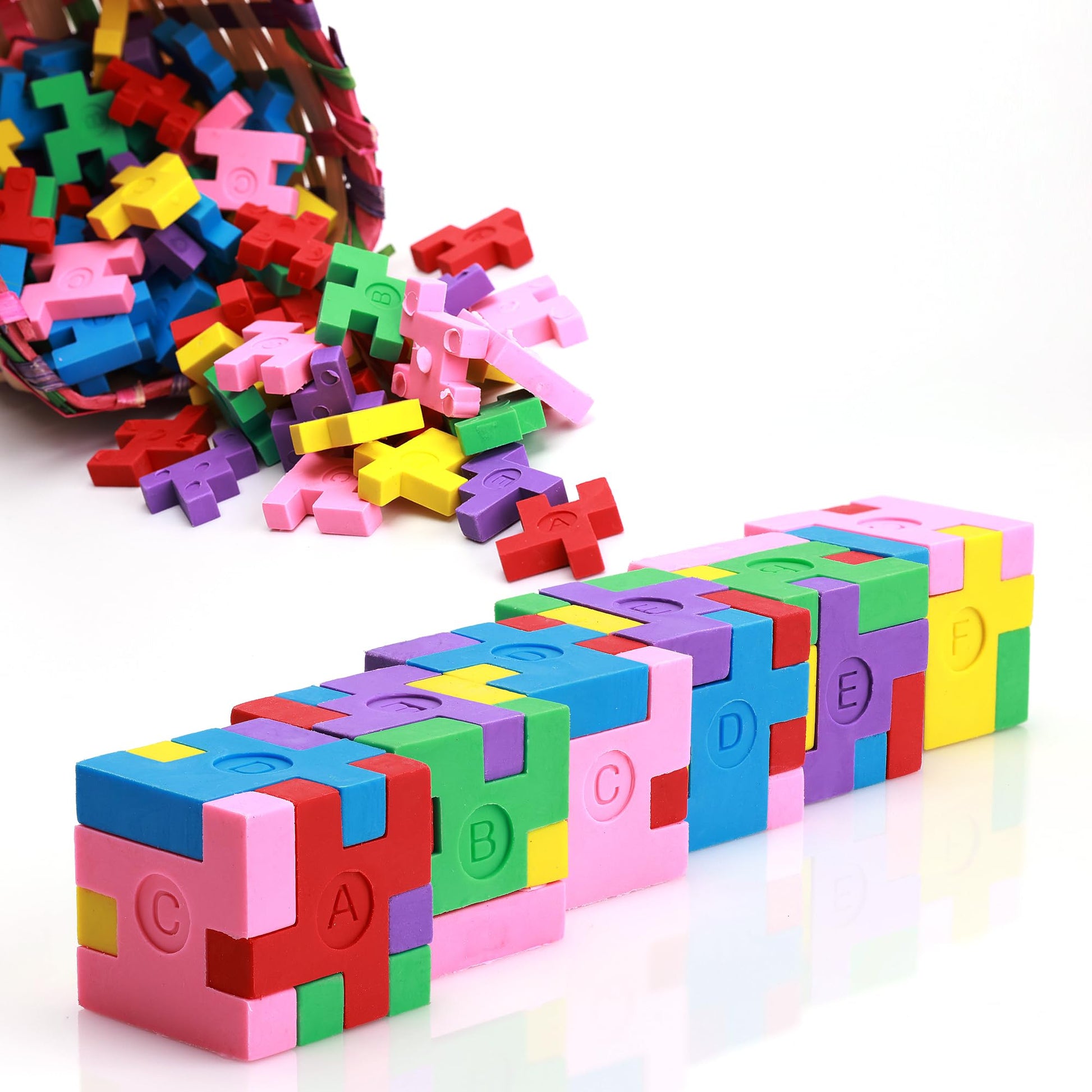 3d Puzzle Cube Pencil Erasers for Kids 12 Pack Multicolored Mini Cute Erasers - Classroom Prizes Pinata Stuffers School Supplies