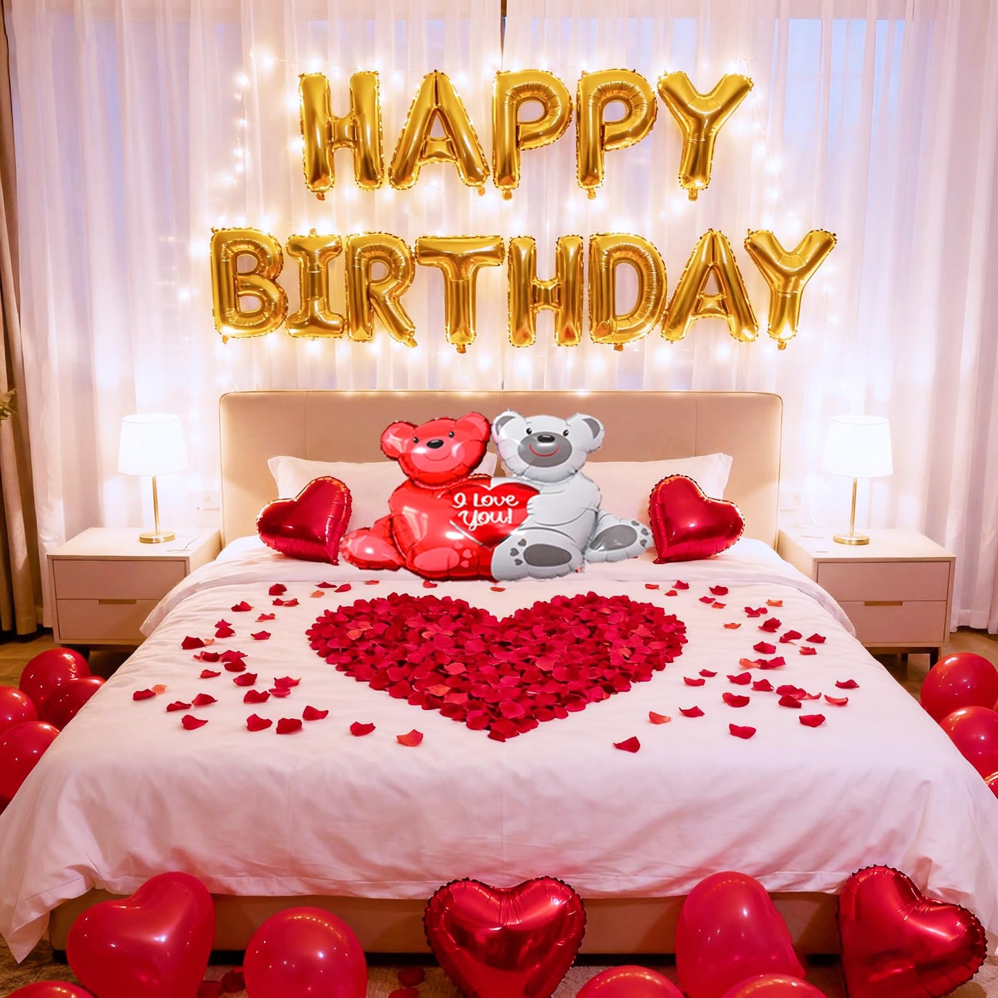Tayuvira Happy Birthday Decorations for Women,Romantic Love Birthday Balloons Set For Boyfriend Girlfriend Husband Wife Girl Wit