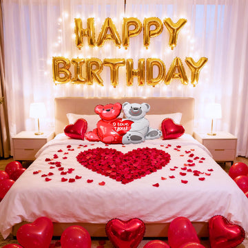 Tayuvira Happy Birthday Decorations for Women,Romantic Love Birthday Balloons Set For Boyfriend Girlfriend Husband Wife Girl Wit