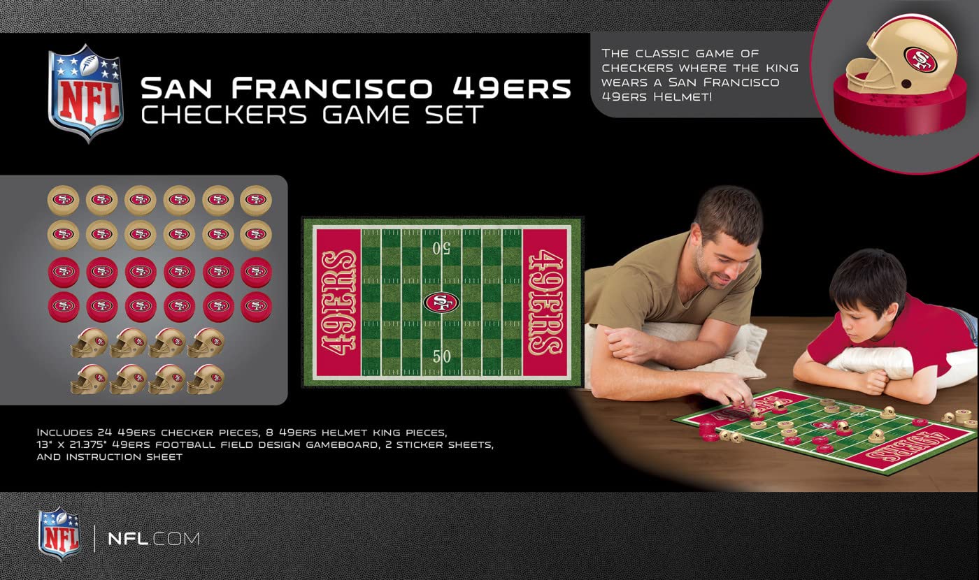 MasterPieces NFL San Francisco 49ers Checkers - Official Board Game for Kids & Adults, 13" x 21", Cardboard Material