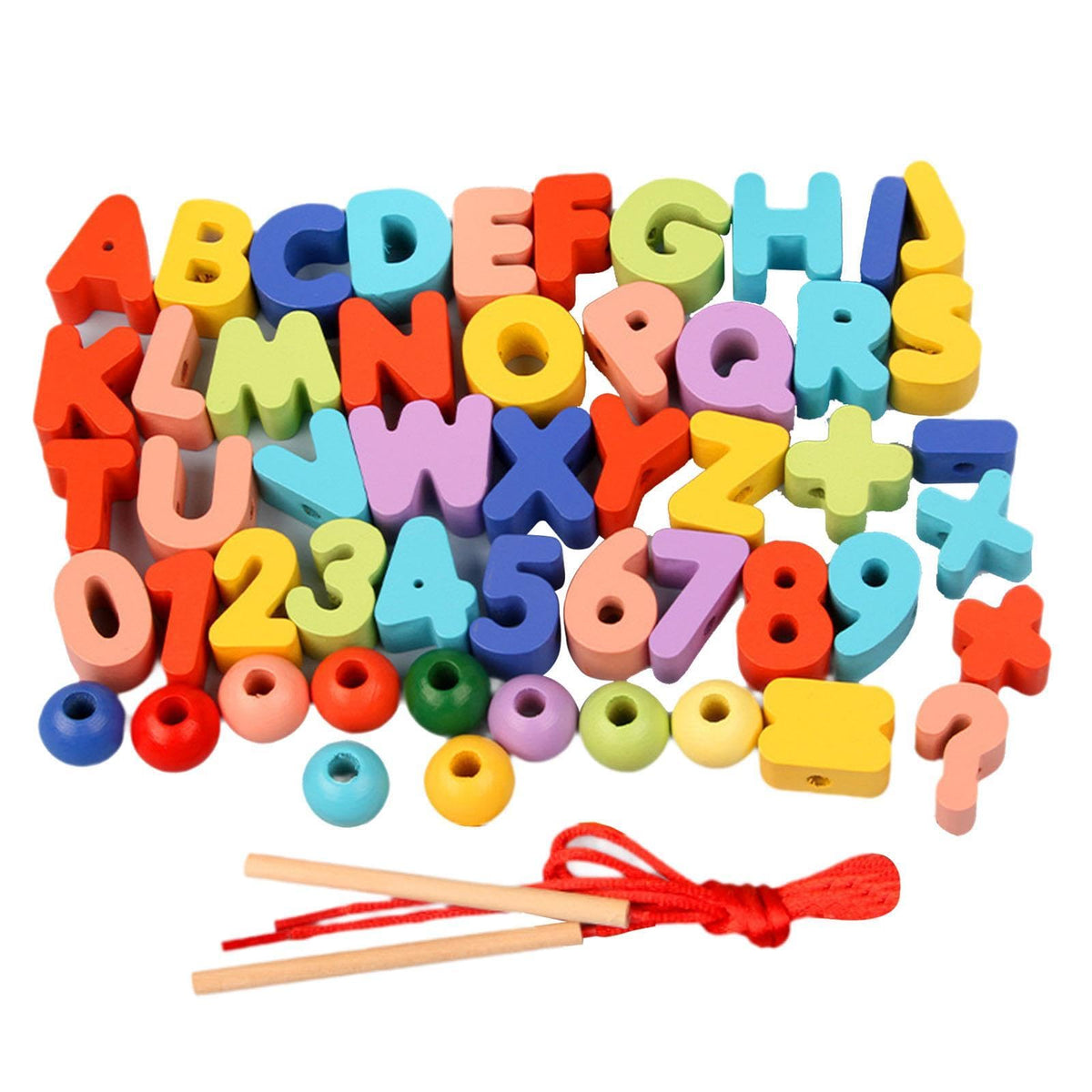 STYLEHEAVEN Wooden Bead Threading Toy Gifts Wooden Lacing Toy for Children Kids Toddlers Number Letter