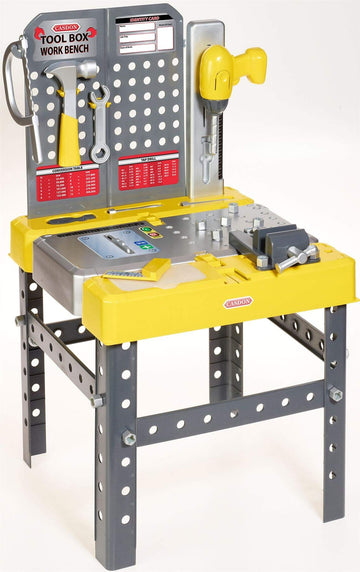 CASDON Tool Box Workbench, 2-in-1 Tool Box & Workbench for Children Aged 3+ Includes Over 60 Tools for DIY Roleplay Fun