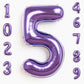 Rainbowq Party 5 Balloon Number 40 Inch For Boy Or Girl Big Purple 0-9 Foil Mylar Large 5 Number Balloon Happy 5Th Birthday Part