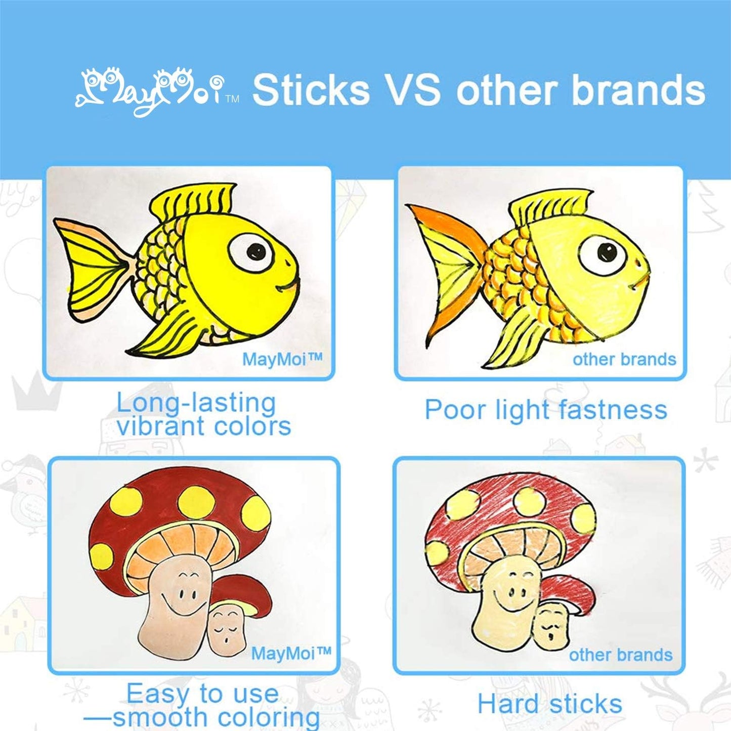 MayMoi Tempera Paint Sticks, Washable Paint Sticks for Kids, Quick Drying & No Mess, Non-Toxic, Best Art Birthday Gifts for Kids