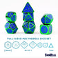 FanRoll by Metallic Dice Games 16mm Metal Polyhedral DND Dice Set: Green w/Blue Enamel, Role Playing Game Dice for Dungeons and
