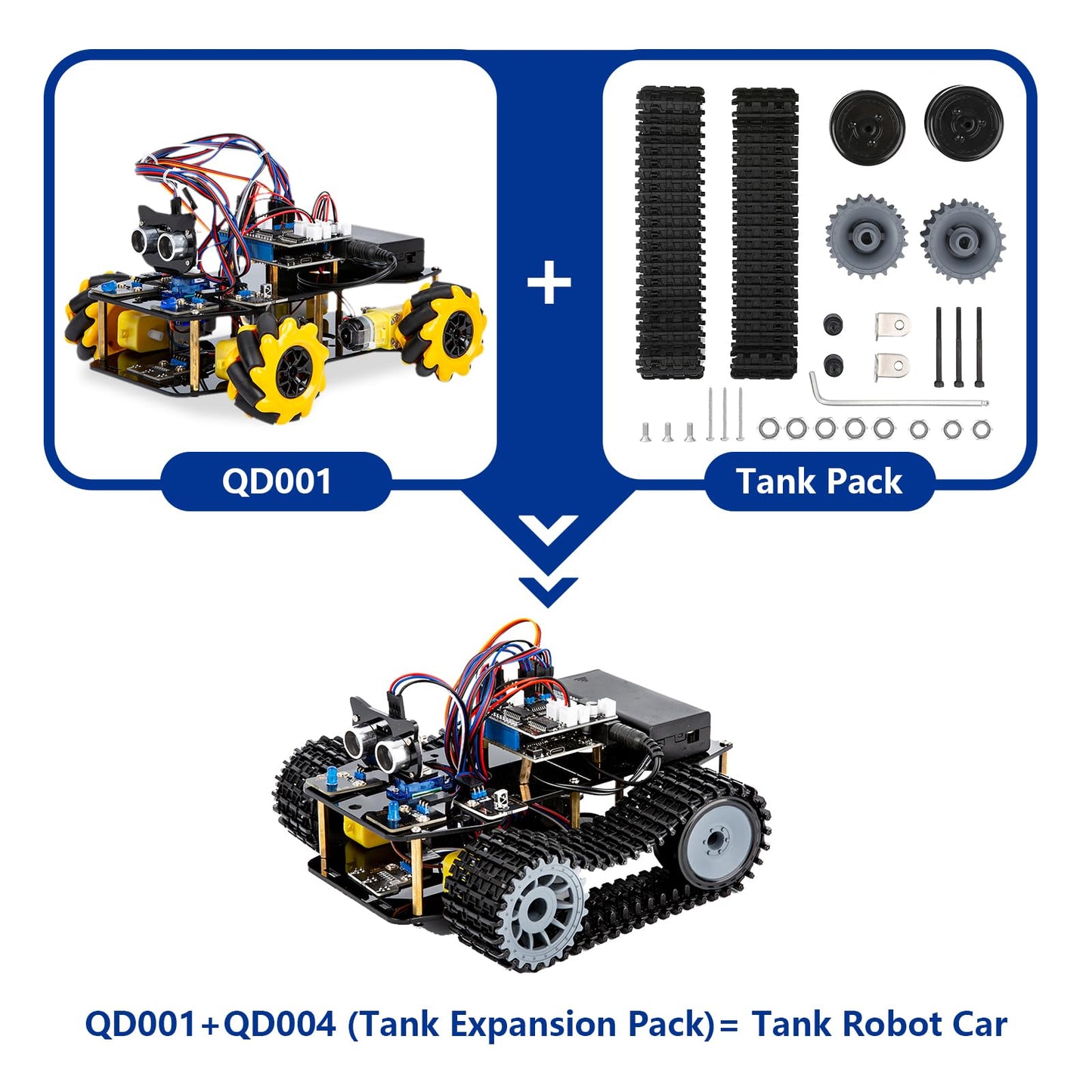 Acebott Smart Robot Tank Car Kit, 4Wd Remote Control Car Compatible With Arduino Ide, Electronic Programming Project/Stem Educat