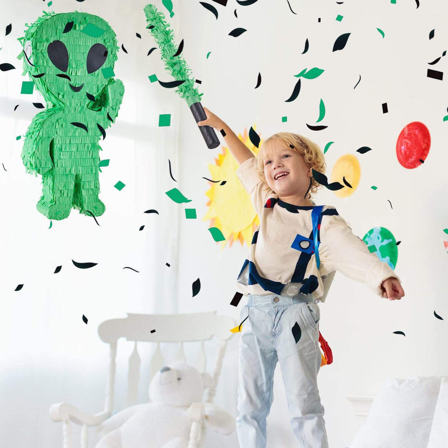 Lewtemi Piata Party Decorations with Stick Blindfold and Confetti for Party Decorations Centerpiece, Photo Prop, Birthday, Funny