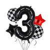 Race Car Birthday Balloons 40 Inch Racetrack Number Balloon 3 Black Boys 3St Birthday Race Car Theme Party Decor Supplies 5 Pcs