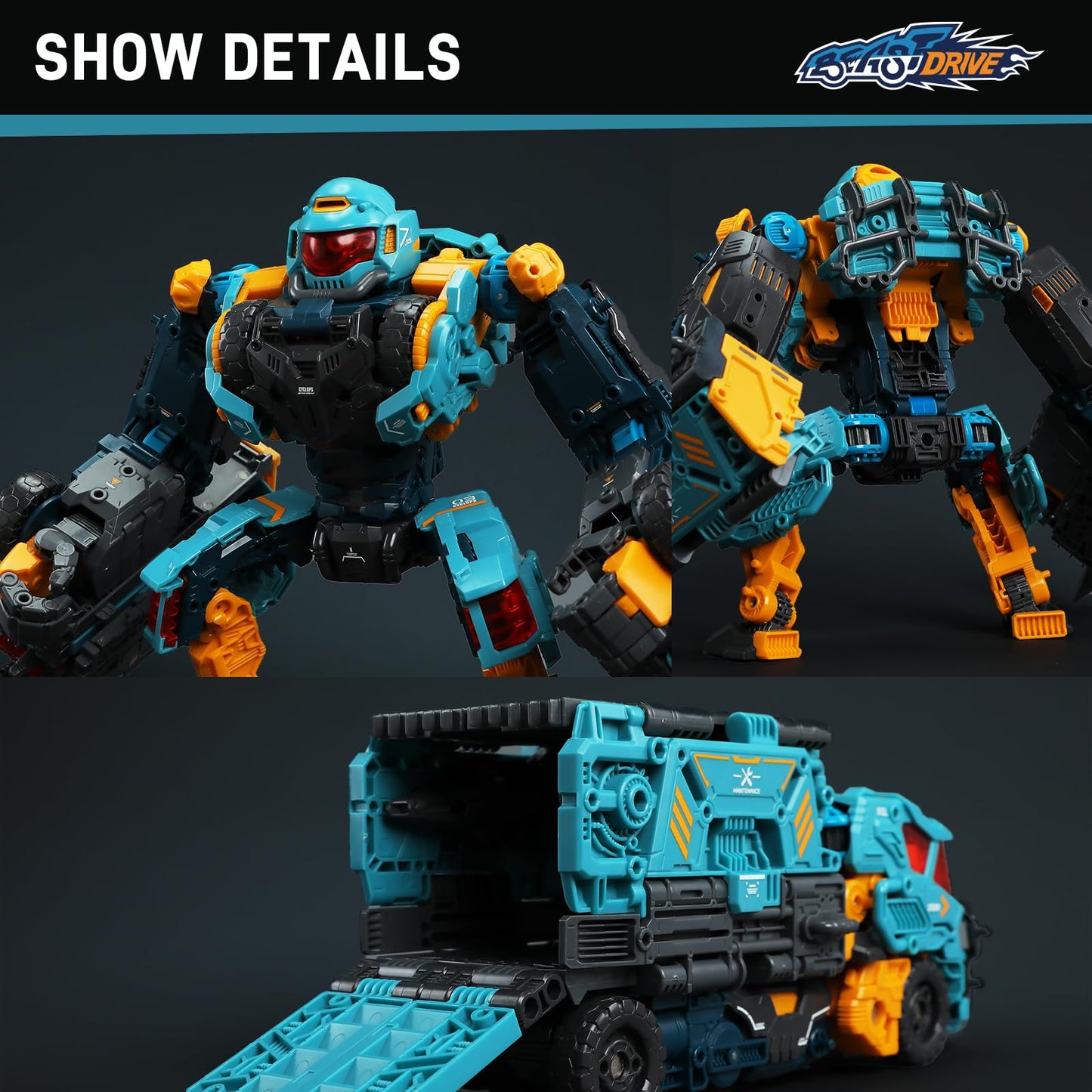 52Toys Beastdrive Bd-13 Cyclops Deformation Toys Action Figure, Converting Toys In Vehicle And Beast, Perfect Birthday Party Gif