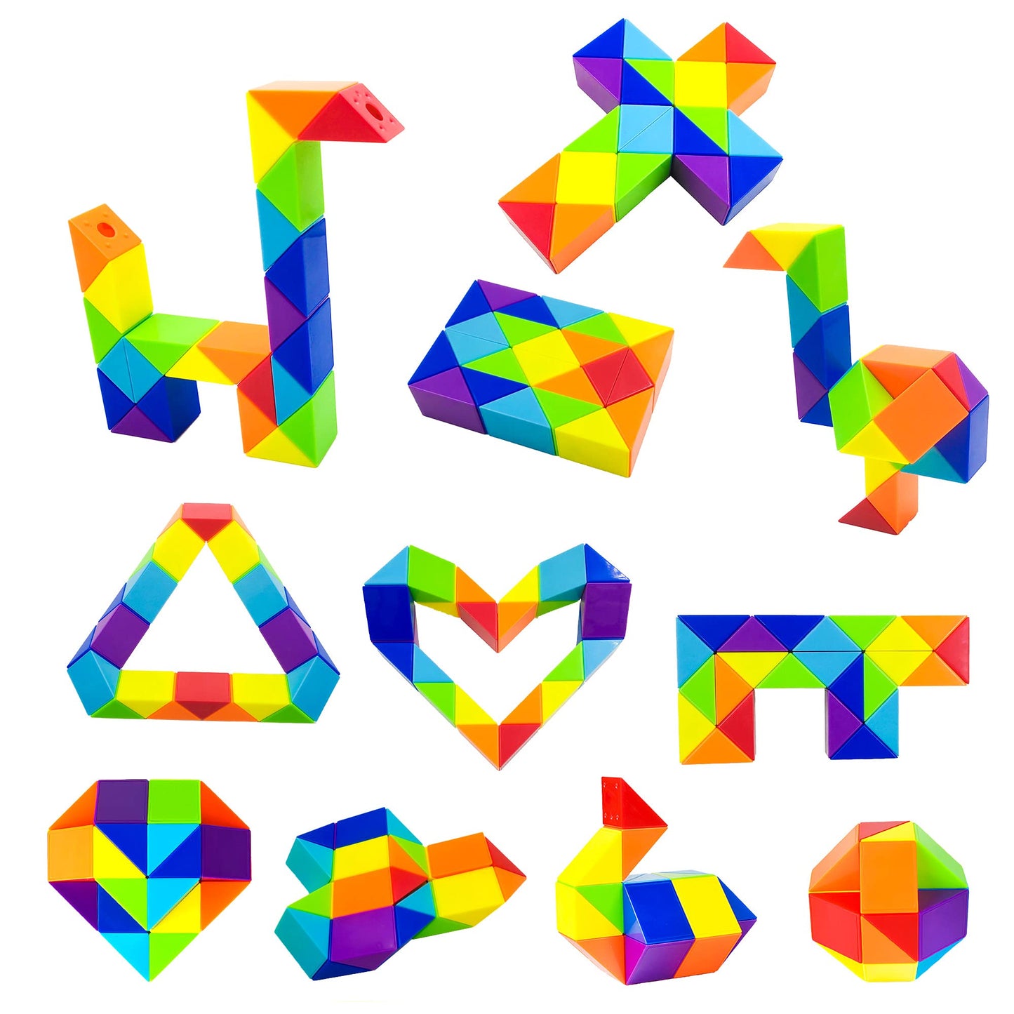 1Pc Snake Fidget Toy Cube Twist Puzzle 24 Wedges, Large Size Rainbow Magic Snake Toy Brain Teaser Stocking Stuffers Party Favors